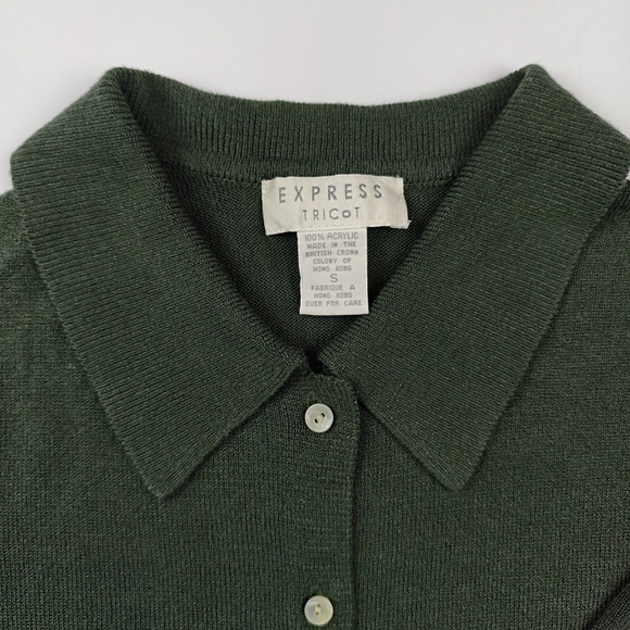 Vintage Express Tricot Knit Top | Olive Forest | Retro Y2K Classic | Size S - Picture 2 of 6